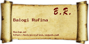 Balogi Rufina névjegykártya